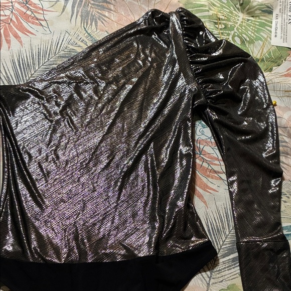 ALIX NYC Silver One-Shoulder Bodysuit - Picture 2 of 5